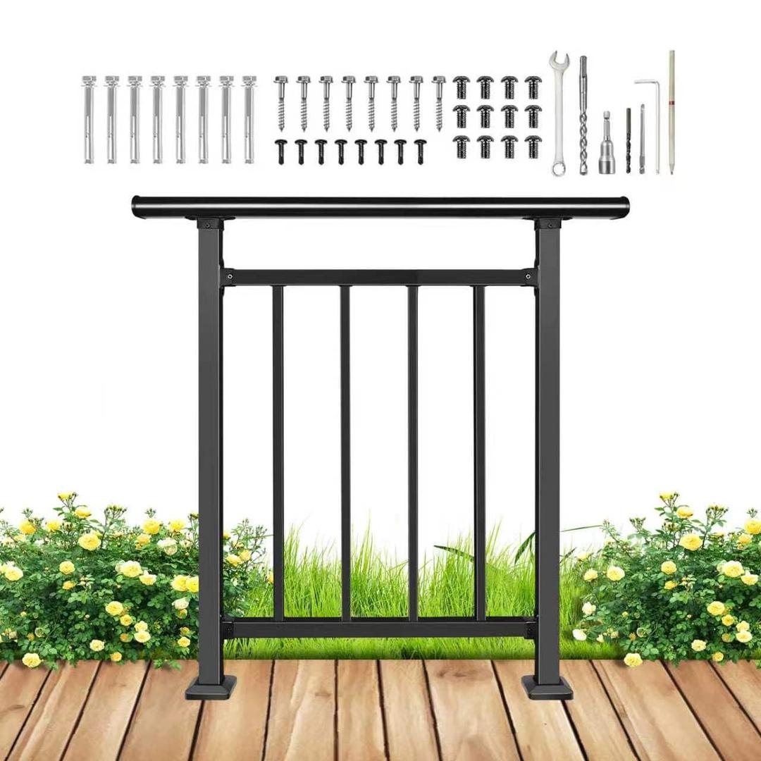 Horizontal Black Deck Railing Kit, 40" H x 36" W,Wrought Iron