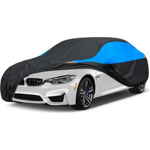 MORNYRAY Waterproof Car Cover All Weather Snowproof UV Protection Windproof Outdoor Full car Cover, Universal Fit for Sedan (Blue, A0-Fit Sedan Length(Up to 153 inch)