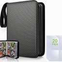 Trading Card Binder, 4 Pockets 400 Cards Holder Plus 20 Pack 160 Pockets Card Sleeves Compatible with Pokemon Cards Collector Album, Card Folder for MTG, TCG, Sports Cards (Black)