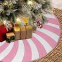 Swirl Stripe Christmas Tree Skirt 48 inches Sweet Candy Cane Pink Christmas Decorations Xmas Tree Mat Holiday Party Home Decorations (Pink, 48in)