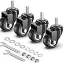 HOLKIE Caster Wheels 2 inch with No Brake Casters Set of 4, Threaded Stem 3/8" -16 x 1 (Diameter 3/8", Length 1") Swivel Set of 4 Heavy Duty Castors Black