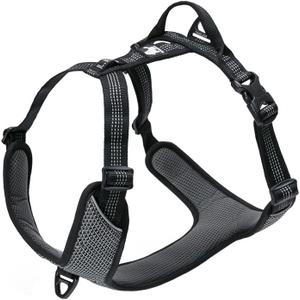TRUE LOVE Dog Harness Outdoor Adventure II Reflective Vest with 2 Leash Attachments Matching Leash and Collar Available TLH6071 Black