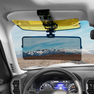 EcoNour Curved Sun Blocker for Windshield Visor Day & Night | 2 in 1 Polarized 360 Degree Rotatable UV and Anti Glare Sun Visor | Fits All Cars | All Weather Conditions