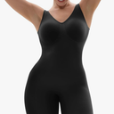 SHAPERX Women's Shaping Mid-Thigh Bodysuit Tummy Control Shapewear Seamless Sculpting Body Shaper, Size:S/M