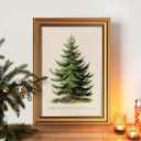 WHASAYART Gold Framed Vintage Wall Art Christmas Tree Print for Living Room Christmas Pictures Botanical Pine Tree Painting Shelf Decor Winter Cottagecore Room Aesthetic Xmas Holiday Decorations Gift
