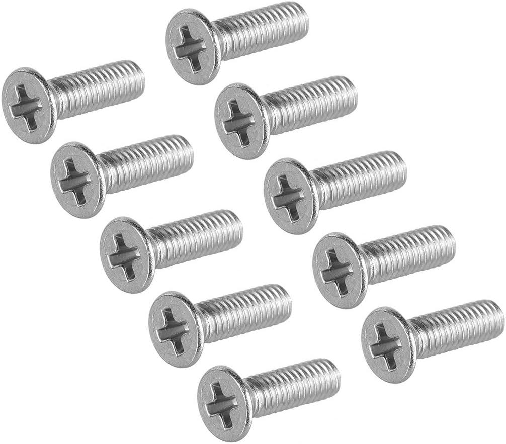 uxcell M3x10mm Flat Head Machine Screws, Phillips Cross Screw, 304 Stainless Steel, Fasteners Bolts 50Pcs