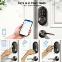 Veise RZ06B Smart Locks for Front Door, 2 Lever Handle Set, Keyless Entry Deadbolt, App Control, Electronic Digital Touchscreen Keypad, Auto Lock, IP54 Waterproof, Easy Installation, Matte Black