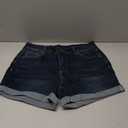LookbookStore Women's High Waisted Rolled Hem Distressed Jeans Ripped Denim Shorts (M)