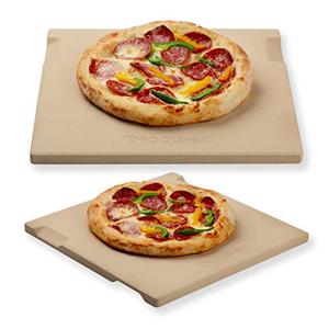 ROCKSHEAT Pizza Stone, 12"x12" Square Pizza Stone for Oven Grill BBQ, Cordierite Baking Stone for Bread & Pie, Unique Built-in 4 Handles Cooking Stone