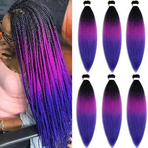 Pre stretched Braiding Hair 30 Inch 6 Packs Professional Braids Hair Extensions High Temperature Synthetic Fiber Braid Hair Crochet Twist Soft Yaki Texture(30inch,Black-Purple Red-Sapphire Blue)
