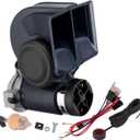 Air Horn 12V 150DB Loud Train Horn kit for Car Truck Motorcycles,Boat Airhorn Loud Truck Horn (blue horn with wire and button, 12v)