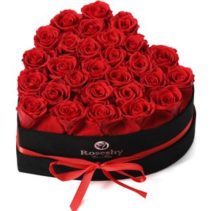 Valentines Day Flowers Roses Gifts for Her,28pcs Red Forever Preserved Roses in Heart Shape Gift Box,Valentines Day Delivery Prime Gifts-Roses Gifts for Women,Mom. (28Rose)