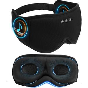 Sleep Mask with Headphones Bluetooth 5.4, TOPOINT 3D Eye Mask Blackout with Soft Bamboo Cotton for Side Sleepers Women Men, Sleep Headphones Earphones HD Speaker Microphone for Travel Meditation Gift