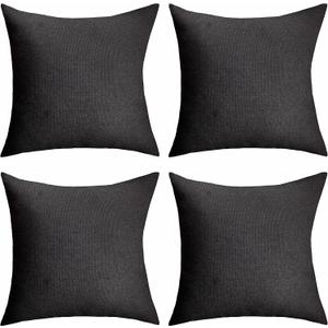 Home Brilliant Pillow Covers Outdoor Black Throw Pillows Spring Fall Waterproof Linen Decorative Pillow Cases for Christmas Chairs, 18x18 inch, Set of 4, Black