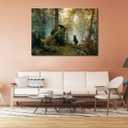 msspart Black Bears in Forest Painting Canvas Wall Art Decor, Ivan Shishkin Artwork Pictures Print for Living Room Bedroom Office Decoration 24"x36"