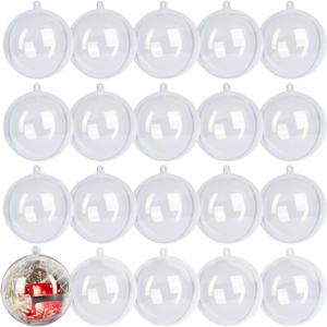 LYLYFAN 20 Pack Clear Plastic Fillable Ornament Ball 3.15''/80mm for Christmas,Holiday, Wedding,Party,Home Decor