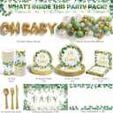 Ecomore Girl Boy Sage Green Baby Shower Decorations 247 PCS (25 Guest) Boho Greency Party Supplies with Paper Plate Napkin Cup Cutlery & Tablecloth Oh Baby Backdrop Balloon Kit for Gender Reveal Decor