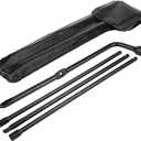 Spare Tire Tool Kit, Black Iron Super Duty Spare Tire Jack Lug Nut Wrench Handle Kit with Leather Case Replacement Spare Tire Repair Tool Fit for 350 450 550 2008-2016