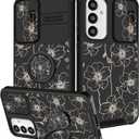 Funermei for Samsung Galaxy S25 Case - Women Girls Cute Phone Cover Pretty Girly Aesthetic Flowers Unique Design with Camera Cover Ring Stand Funda for Samsung S25 Case