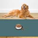 48" x 32" Largest Pet Food Mat, XXXL Silicone Dog Mats for Food and Water, Nonslip Pet Feeding Mats for Floors, Dog Cat Bowl Mat with Raised Edges, Dark Green