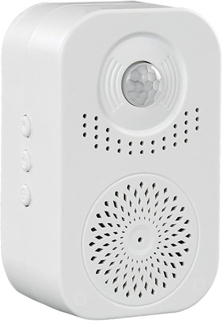 Welcome Doorbell Motion Sensor Activated Recordable Voice for Shop Sound Player Entrance Welcome Doorbell, 5.2x3.7x8.5cm, White