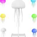 Jellyfish Lamp USB Charging Voice Controlled,Jellyfish Tentacles Dance RGB Lights-Rechargeable Bedside Lamp,Jellyfish Table Lamp with Touch Sensor,Christmas Gifts(Hanging + Base)