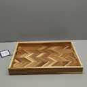 Lipper International 1265 Acacia Herringbone Serving Tray with Handle Cutouts for Meals or Organizing, 19 3/4" x 13 3/4" x 2 1/4"