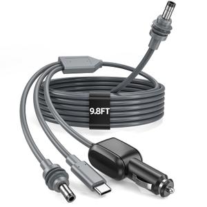 3 in 1 Starlink Mini Cable 10FT/3M, 18AWG Starlink Mini 100W High-Speed USB C/Car Charger/DC to DC Power Cable Starlink Mini Car Cigarette Lighter Replacement Waterproof Extension Cable Accessories