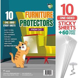 2 Pack HA SHI Cat Scratch Protector – Furniture Shield Sheets or Sticky Tape, Large Coverage, Pet Safe (Single-Sided)