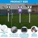 Qualirey 4 Pack Solar Bug Zapper Outdoor Waterproof Mosquito Repellent Killer Bug Zapper Lamp with LED Light for Outdoor Garden Patio Yard (Purple Light,Silver)