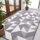 OLANLY Large Door Mat Indoor Entrance Washable 59x35, Odor-Free Low-Profile Front Back Geometric Doormat, Absorbent Resist Dirt Entry Carpet, Easy to Clean Sturdy Inside Floor Mats for Entryway, Grey
