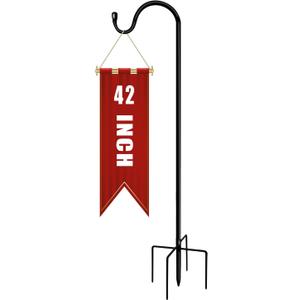 Shepherds Hooks for Outdoor 42 Inch Garden Bird Feeder Pole with 5 Prongs Base Adjustable for Hanging Flower Basket Plant Pot Solar Lantern Light Wind Chime Hanger for Wedding Decor 1 Pack