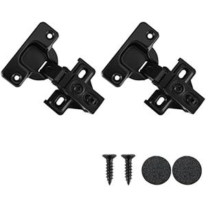 JQK Cabinet Door Hinges Black, 1/2" Partial Overlay Cupboard Door Hinge for Face Frame Cabinets with Door Bumper, Metal 20 Pack, CH300-BK-P20