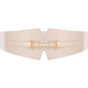 Wide Elastic Belts for Women Stretch Belt Gold Buckle Stretchy Waist Belts for Dresses Coats