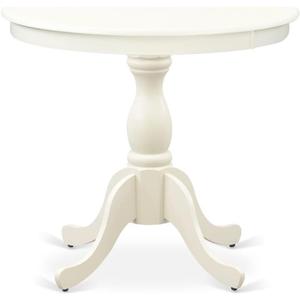 East West Furniture AST-LWH-TP Antique Modern Kitchen Table - a Round Dining Table Top with Pedestal Base, 36x36 Inch, Multi-Color