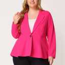 Agnes Orinda Women's Plus Size Blazer Notch Panel Work Business Casual Outfits Dressy Suit Jacket Peplum Blazers (Pink, XL)