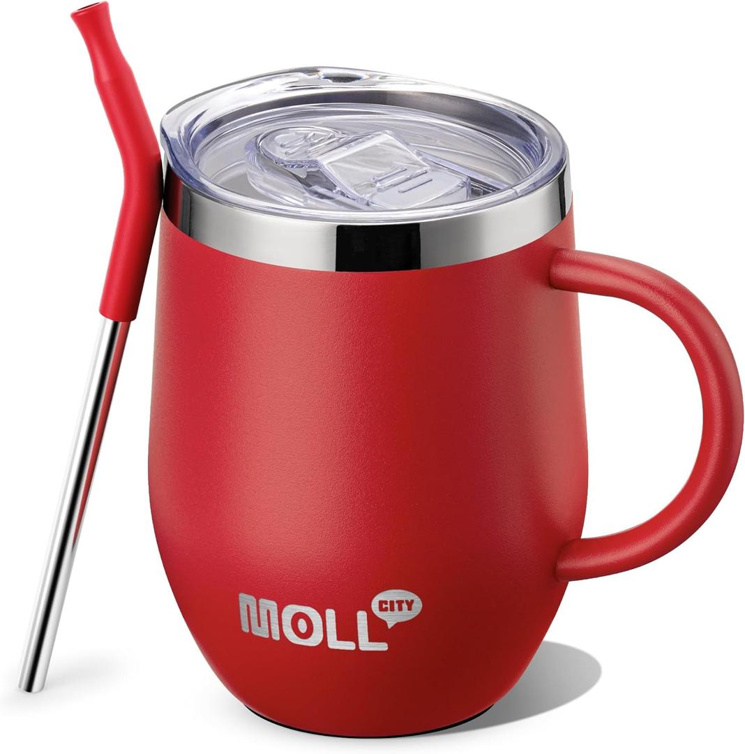 Kids Tumbler 12 oz Stainless Steel Double Wall Vacuum Insulated Tumbler Cup with Straw-Reusable Metal Travel Cup with Lids, Leak Proof and BPA Free (Canyon Red)