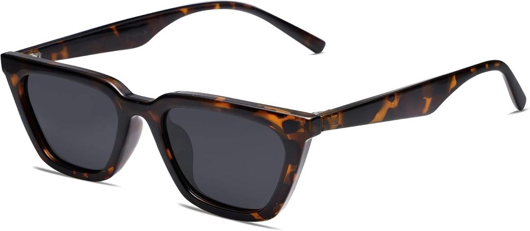 SOJOS Polarized Narrow Square Cateye Sunglasses for Women Retro Trendy Driving Glasses SJ2169 (Tortoise Frame/Grey Lens)