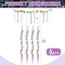 Thiccywoov 4pcs Wisteria Artificial Flowers Garland, 7.2Ft/Piece Wisteria Hanging Flowers Garland for Wedding Arch Decoration Outdoor Ceremony Home Backdrop Garden (Light Purple,Dark Purple,White)