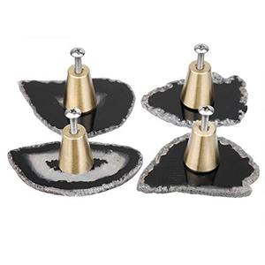 mookaitedecor Black Agate Slice Cabinet Knobs with Screws Set of 4, Drawer Pull Handles Dresser Wardrobe Cupboard Decorative 