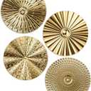 Hicarer 4 Pcs 12 Inch Metal Wall Art Decor Sunburst Hanging Metal Artwork Decor Wall Art Decorations for Home Living Room Office Gift for Christmas(Gold)