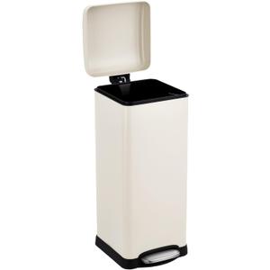 8 Gallon (30L) Step Trash Can, Stainless Steel Bathroom Garbage Can with Lid and Foot Pedal, Kitchen Garbage Bin with Removable Inner Bucket for Home Bedroom Office, Beige