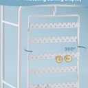 Lolalet Jewelry Organizer Stand, No Assembly Needed Display Storage with Rotating Earring Holder and Velvet Ring Tray for Necklace Bracelet Studs,Christmas Gifts Room Dorm Decor for Teen Girls -White