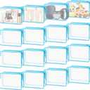 16 Pieces Clear Cosmetic Bags, PVC Clear Pouch with Zipper TSA Approved Toiletry Bag for Travelling, Waterproof Transparent Travel Makeup Cosmetic Organizer Case for Men and Women (Blue-M)