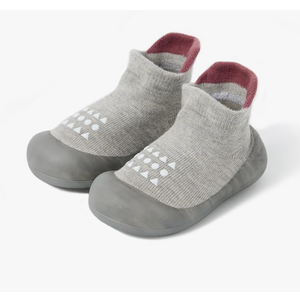 BEARBAY Baby Sock Shoes Baby Walking Shoes Infant Non-Slip Breathable Slippers with Soft Rubber Sole Baby Boys Girls Sneakers, 6-9 months, 4.5 in, Grey