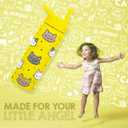 18 OZ Kids Water Bottle with Carrier Bag & Strap Leak Proof Metal Insulated Stainless Steel Tumbler with 2 Lids (Flip & Spout) for School & Sports Water Bottle with Straw - Yellow (Cat)