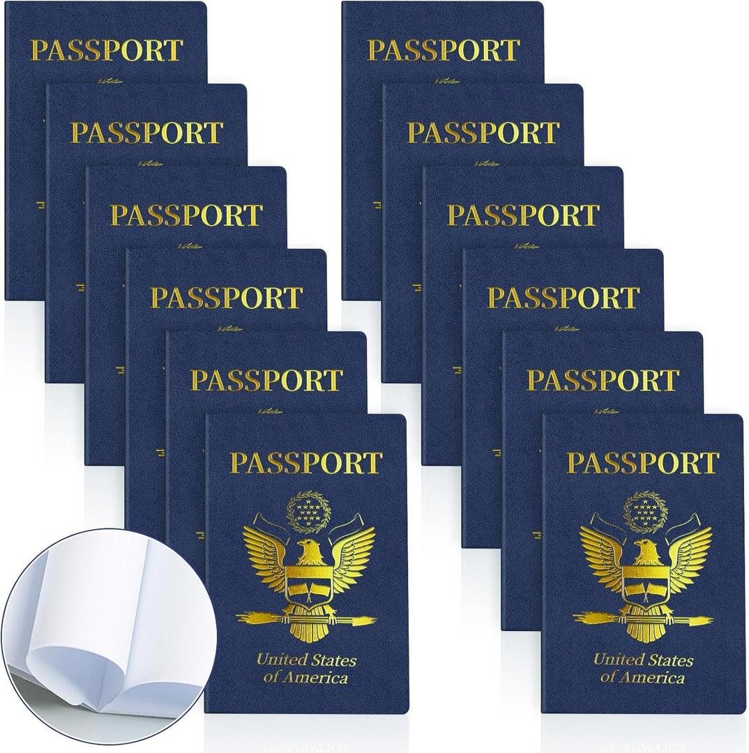12 Pcs Blank Passport Notebook Fake Passport Books for Kids Travel Journal 4 x 5.5Inch Blank Passport Notebook World Travel Pretend Activity Classroom School Projects Theme Party Favors