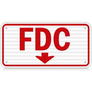 FDC Sign 12" x 6", 60 MIL Engineer Grade Honeycomb Reflective Aluminum, Fire Department Connection Sign, 1 Pack, Rust Free Aluminum, UV Protected, Weather Resistant, Waterproof, Durable Ink, Wall Mount