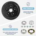 Trailer Brake Drum Kit, 5-Hole, 4.5" Bolt Circle Brake Drum for 3500 lb Axles, Replacement Brake Hub Drum Assembly for Rvs, Trailer and Semi Truck