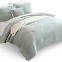 UGG Remina Comforter Set 5 Piece Bed in a Bag with Throw Blanket, Decorative Pillow, Shams, and Reversible Comforter Hypoallergenic Washable Luxury Fluffy Bedding, Full/Queen, Blue Green Clear Creek